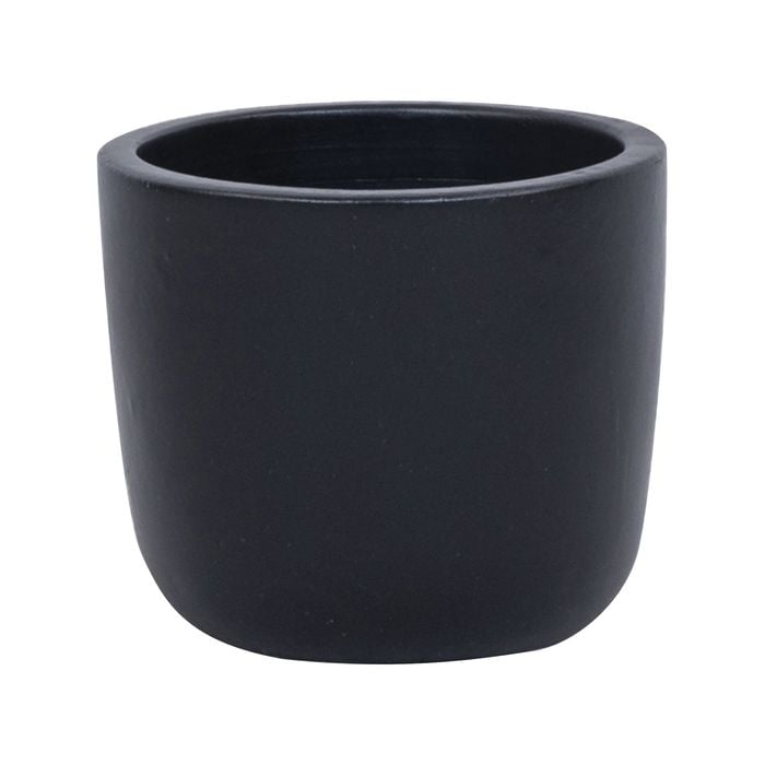14 x 12cm Black Small Plain Ceramic Egg Pot