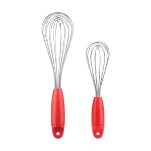 Dreamfarm Cooks Set of 30cm Flisk and 23cm Mini Flisk Fold Flat Whisks Red