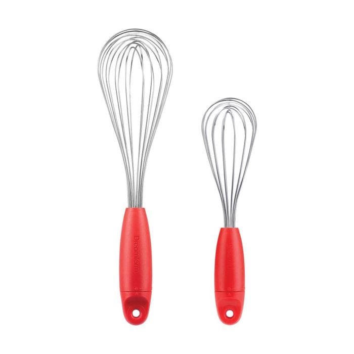 Dreamfarm Cooks Set of 30cm Flisk and 23cm Mini Flisk Fold Flat Whisks Red
