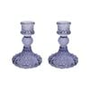 2PK Glass 10cm Small Taper Stick Candle Holder - Blackberry
