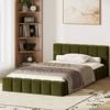 Oikiture Bed Frame King Single Green Boucle