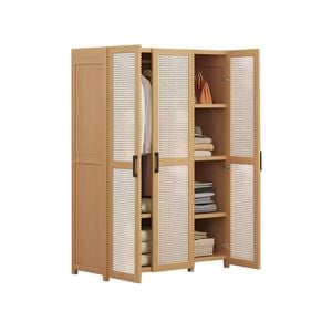 Lauft 3-door Wooden Wardrobe Closet Cabinet With Hanging Rod And Storage Shelves
