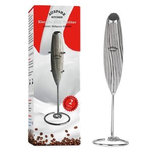 AUSPURE Milk Frother Handheld, Electric Whisk (White Wood)
