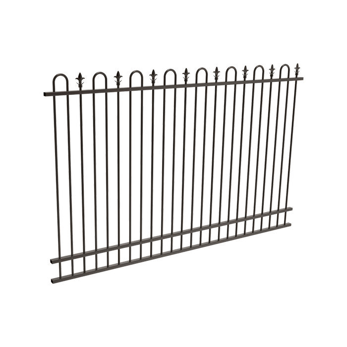 ProtectorAl 2400 x 1500mm Black Aluminium Loop And Spear Pool Fence Panel With Mid Rail