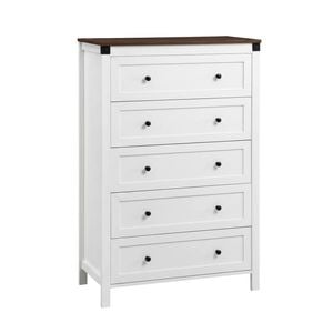 Artiss 5 Chest Of Drawers Storage Cabinet White & Walnut