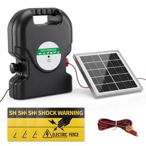 Advwin Electric Fence Energiser 15km/0.8j Solar Powered Energizer Set Waterproof