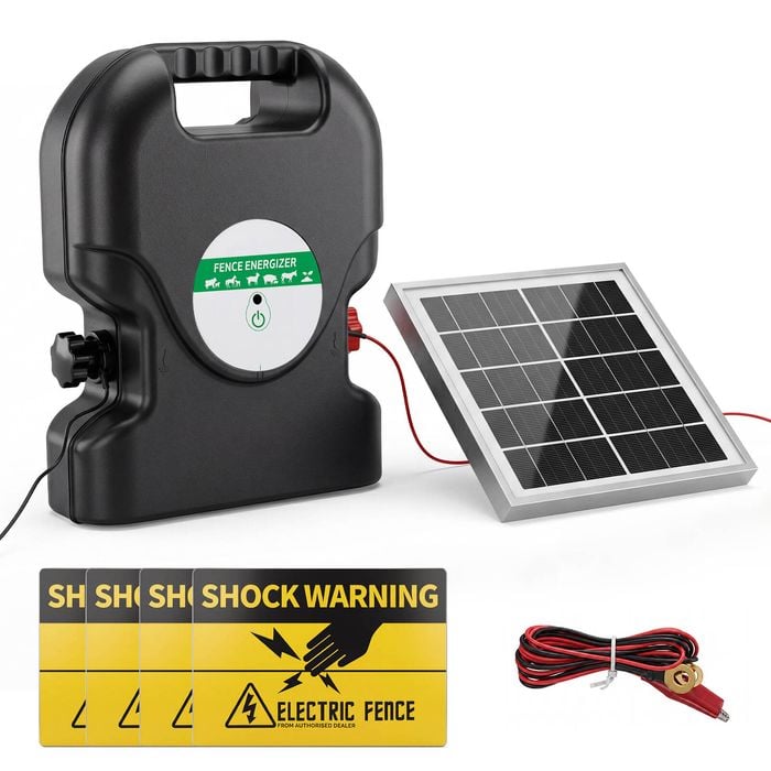Advwin Electric Fence Energiser 15km/0.8j Solar Powered Energizer Set Waterproof