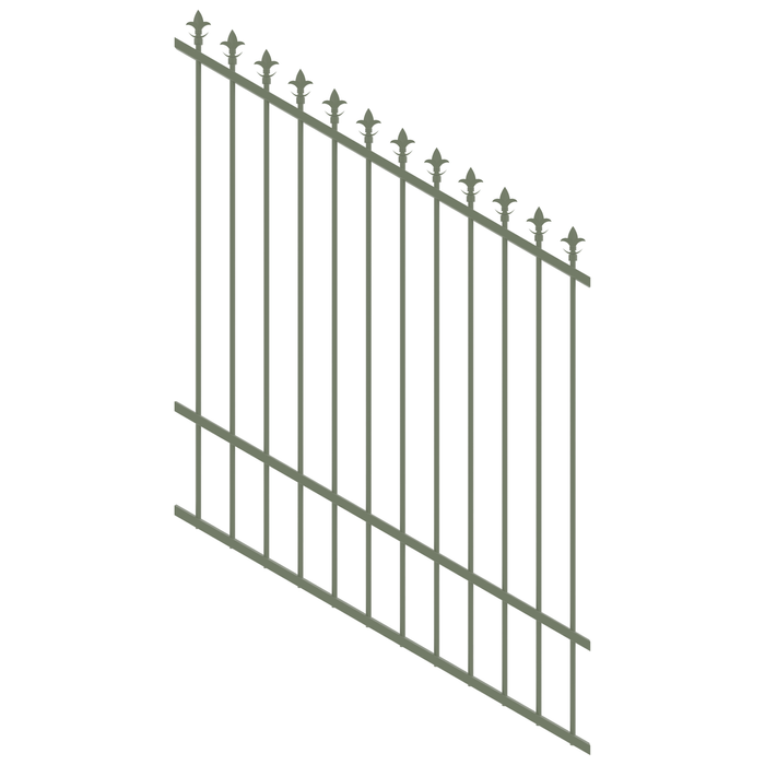 ProtectorAl 0350-1200W x 1500H Pale Eucalypt Spear Top Pool Fence Panel Raked 16-30º