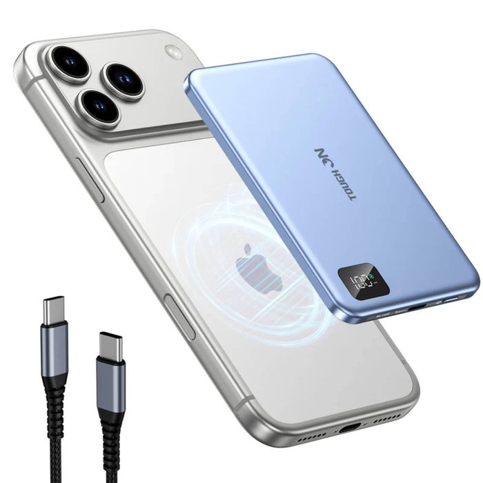 Tough On 5000mAh Ultra Slim Magnetic Power Bank Blue