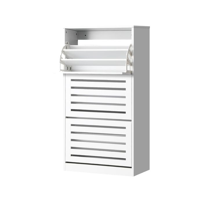 Oikiture Shoe Rack Shoes Storage Cabinet Organiser Shelf 3 Doors 45 Pairs White