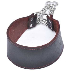 CottonMore Top Quality Handmade Genuine Leather Adjustable Chain Pet Dog Collar - Medium