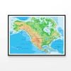 High Detailed North America Physical Map  Print 100% Australian Made 120x90cm  (Poster)