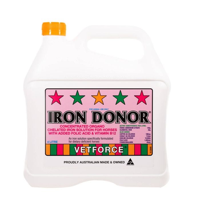 Carbine Iron Donor Vitamin B12 Iron Folic Acid Horse Supplement 4l