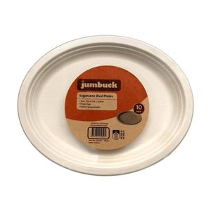 Jumbuck 315 x 254 x 22mm Sugarcane Oval Plates - 10 Pack