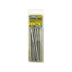 Zenith 10G x 100mm Galvanised Square Drive External Timber Screw - 8 Pack