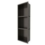 Bathroom 304 Stainless Steel Shower Niche Recessed Storage Shelf Wall Organizer,Shower Niche No Tile Needed-Three Tier Dark Grey