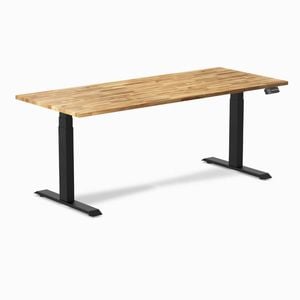Desky Dual Sit To Stand Acacia Hardwood Desk 180x75cm Grey Frame