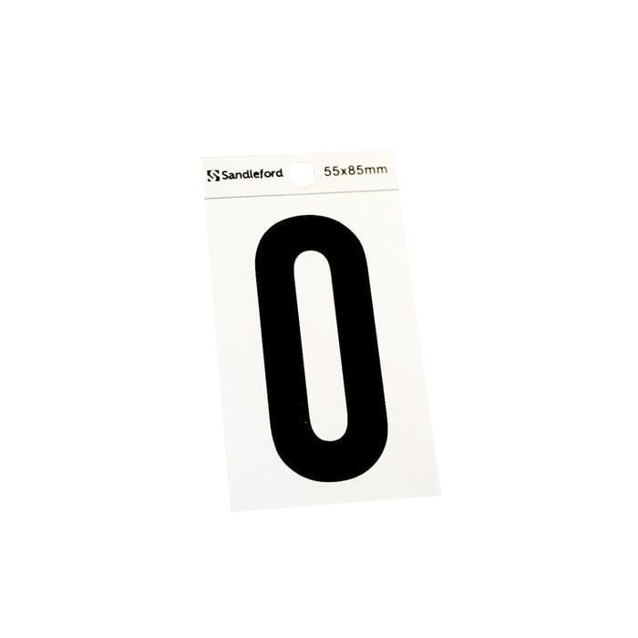Sandleford 85mm Silver/Black Self Adhesive House Number 0 - 0