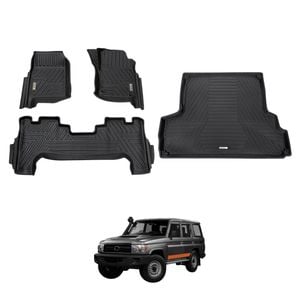 AUSGO Floor Mats & Boot Liner Set for Toyota Land Cruiser Landcruiser 76 Series LC76 2012-2023 Car Floor Liners Cargo Mat