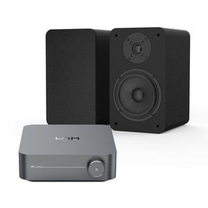 WiiM Barbershop Background Music System Streaming Amp Bookshelf Speakers