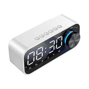 Catzon Digital Dual Alarm Clock With Bluetooth Speaker Tf Music Player-white