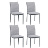 Foret Fabric Dining Chairs 4pcs Diamond Stitch Back Black Metal Legs Modern