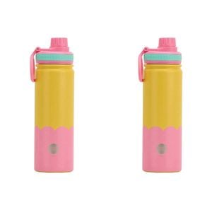 2PK Annabel Trends Watermate Wave 600ml Stainless Steel Bottle Yellow Candy