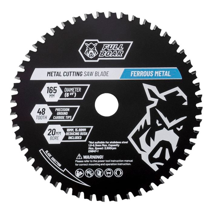 Full Boar 165mm 48T Ferrous Metal Circular Saw Blade FBCSB165-48MC