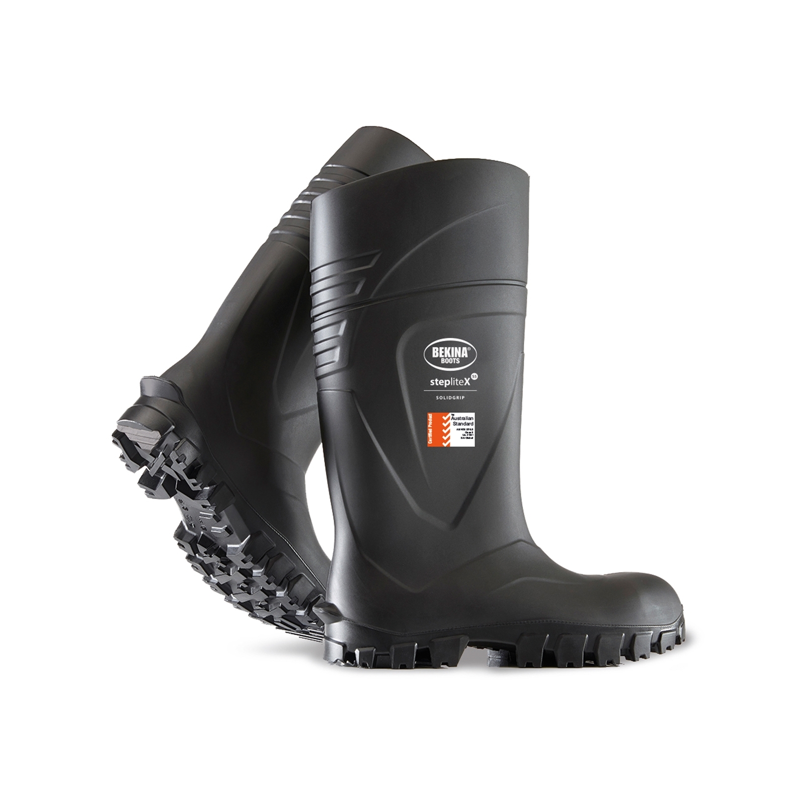 Bekina Black Lynn River Premium PU Gumboot With Safety Toe And