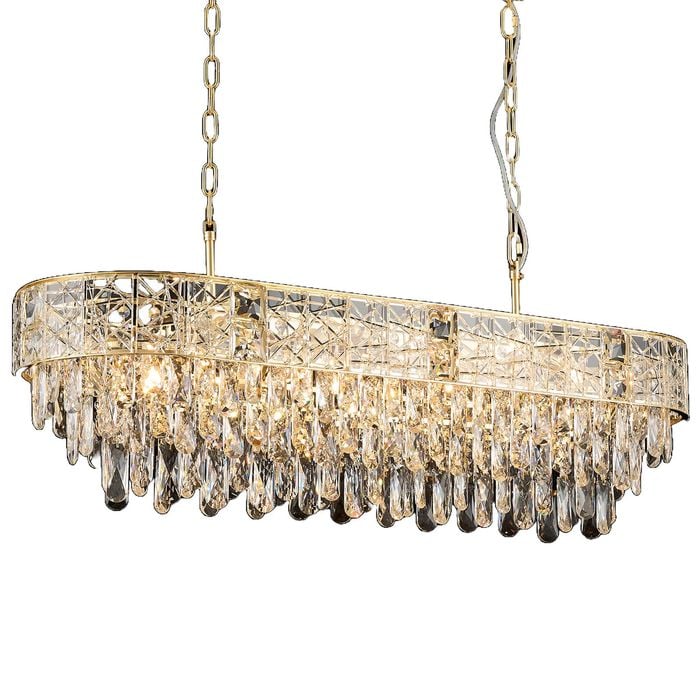 Vencha Finley 12 Light Bar Crystal Pendant - Gold