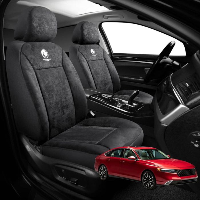 Australian Goose Edition Front Seat Covers for Honda Accord 2022 - 2024 (CY, 11th Gen) - Suede, Universal Fit - Black