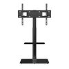 P&P Black Swivel TV Stand 32-65 Inch Adjustable Height Glass Base Mount
