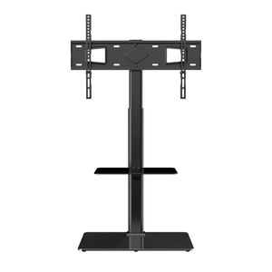 P&P Black Swivel TV Stand 32-65 Inch Adjustable Height Glass Base Mount