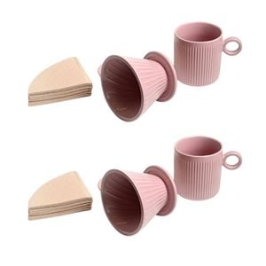 2PK Coffee Culture 320ml Ceramic Coffee Pour Over Mug/Dripper w/ Filter Set Pink