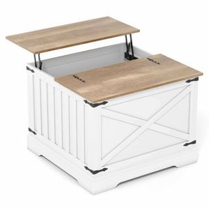 Costway 80cm Farmhouse Lift Top Coffee Table Square Wooden Cocktail