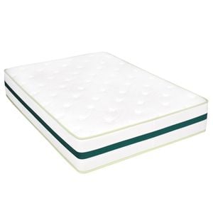 Ufurniture 32CM Queen Mattress 7 Zone Euro Top Pocket Springs Memory Foam Medium Firm Bed Mattresses, White & Green
