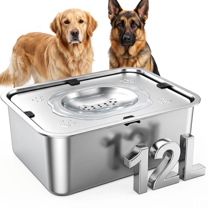 Advwin 12L Pet Floating Bowl 304 Stainless Steel Dog Water Bowl No Spill Pet Water Dispenser