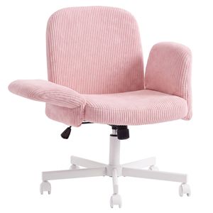 Advwin Cross-Legged Desk Chair with 5-Level Adjustable Arm & Wheels Pink