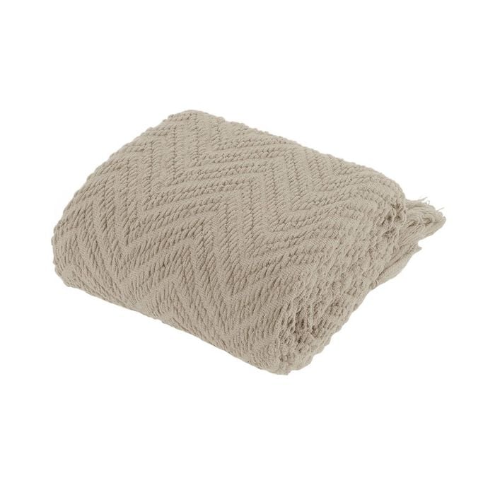 Bloomington Ezra Chevron Knitted Throw Rug 127 x 152 cm Taupe