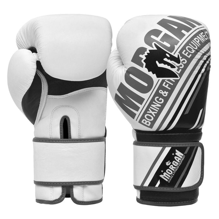 Morgan Aventus Leather Boxing Gloves (10oz - 16oz) [white/black 14oz]