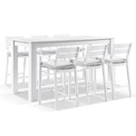 Santorini Outdoor Aluminium 2m Bar Table with 6 Bar stools 6 - White - Textured Grey