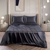 Soft Silky Satin Sheet Set 4pc 2000TC Queen Deep Pocket Flat Fitted Black
