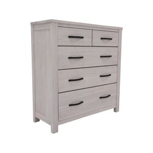 Foxglove Tallboy 5 Chest of Drawers Solid Ash Wood Bed Storage Cabinet - White