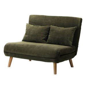 Oikiture 2 Seater Folding Sofa Bed Lounge Chair Recliner Corduroy Green