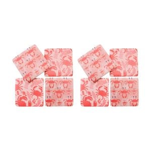 2x 4pc Lvd Decorative Red Crab Resin Square Drink Coasters Decor 10x10x0.5cm