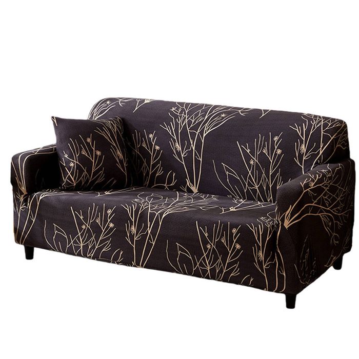 Catzon 4 Seater Stretch Sofa Cover Non-slip Polyester Printing Elastic Bottom