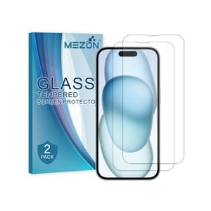 2 Pack MEZON iPhone 15 Plus (6.7") Clear Tempered Glass Screen Protectors