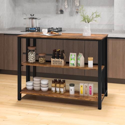 Product.Costway Wood Kitchen Buffet Island Table 3 Tier Wine Bar Table, Brown.0597346.AU.mainimage