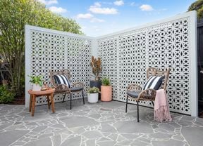 Outdoor setup with metal screen.