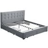 Levede Double Fabric Bed Frame – Tufted With 4 Drawers Storage, Grey